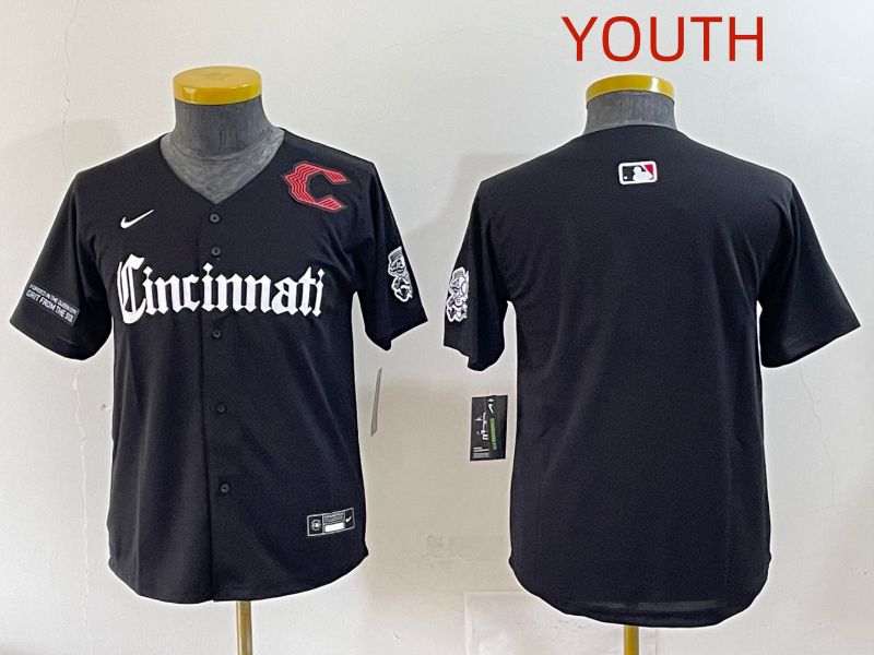 Youth 2025 Cincinnati Reds Blank Black Five generations Joint Name Nike MLB Jersey style 5->youth mlb jersey->Youth Jersey